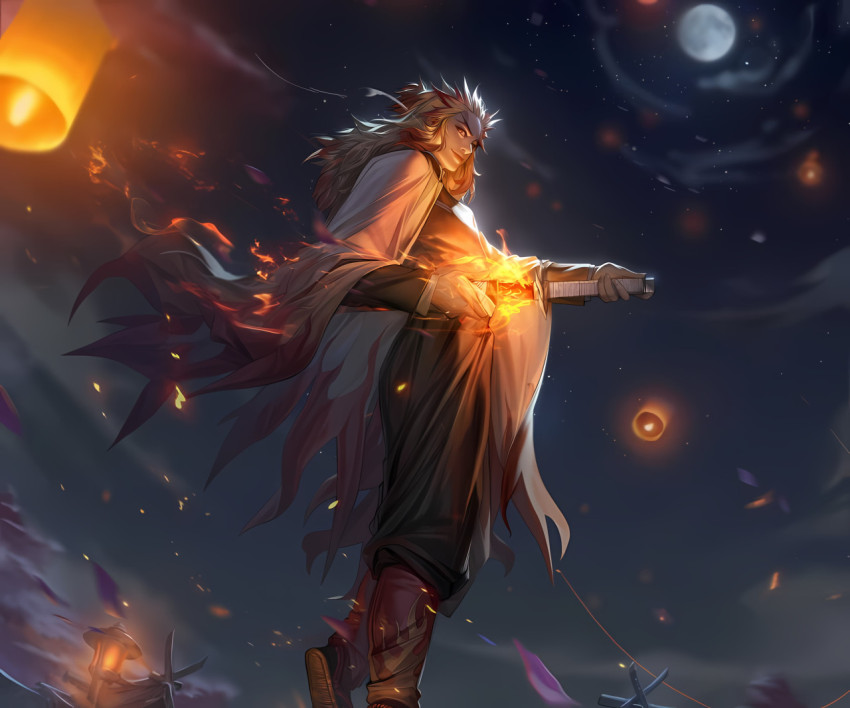 Rengoku Sword Flame 4K Wallpaper