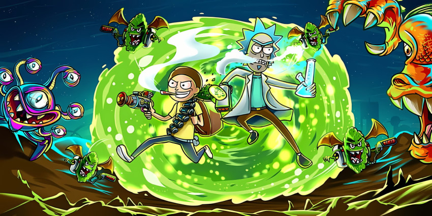 Rick and Morty Floating in Universe Wallpaper