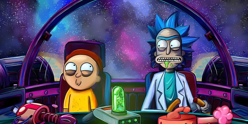 Rick and Morty Space Adventure Background