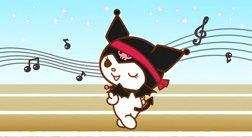 Kuromi Fall Leaves Desktop Background