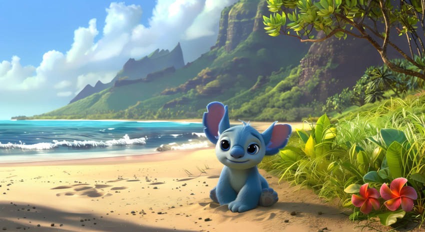 High-Quality Stitch Wallpaper Sea View  Picture 4K