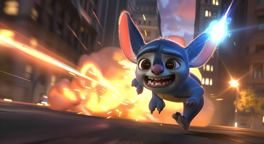 Stitch Fast On The City Street  Action Mood For Your Image 4K