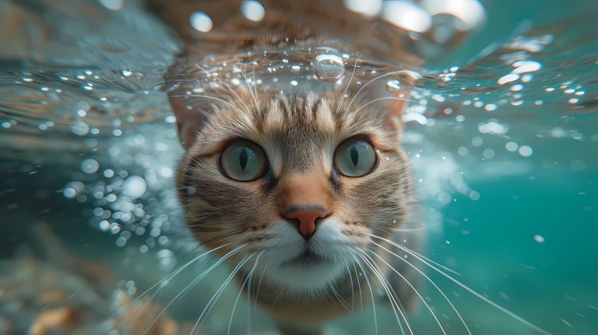 Cat Under Water Image For Wallpaper