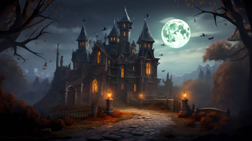 4K Spooky House Art Wallpaper For Pc