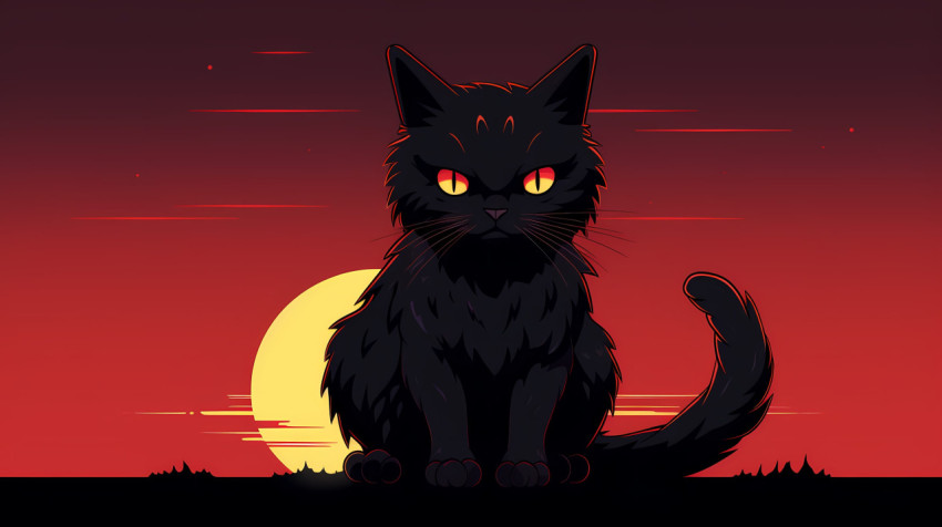 Cat With Sunset View Picture For Wallpaper