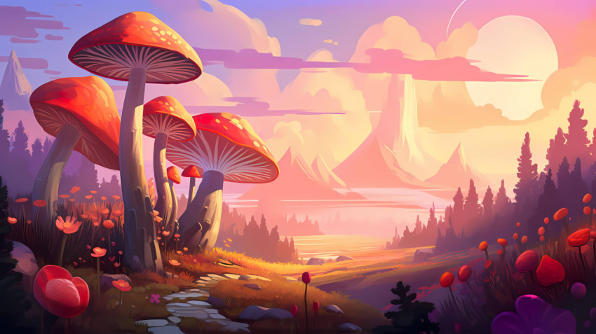 Cute Mushroom Desktop Wallpaper for a Whimsical Vibe