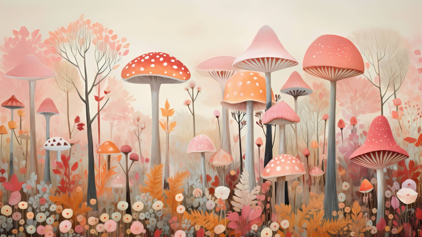 Cute Mushroom Desktop Background to Personalize Your PC