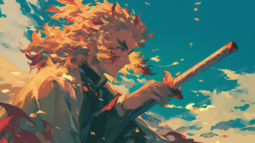 Powerful Rengoku Anime Photo