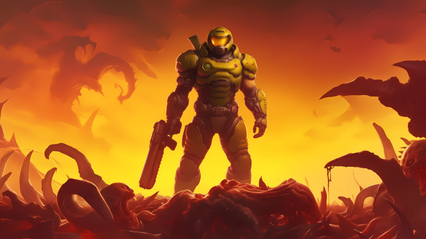 Doom Slayer Action Scene Wallpaper