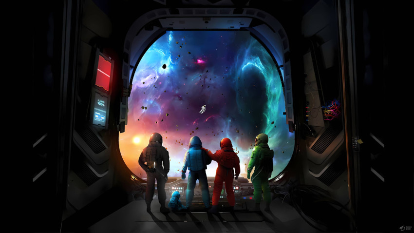 Among Us Space Theme Wallpaper
