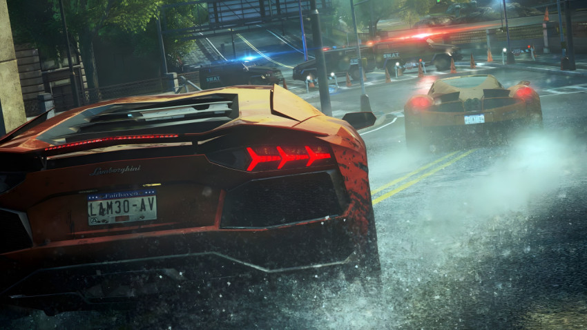 Lamborghini with City Lights