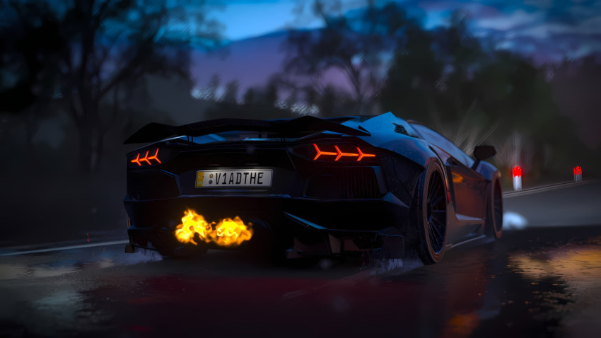 Black Lambo Wallpaper with Lights