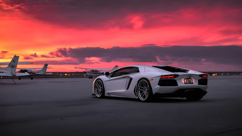 Sunset Ride Lambo PC 4K Wallpaper