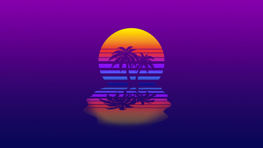Warm Sunset Palm Tree Desktop Picture