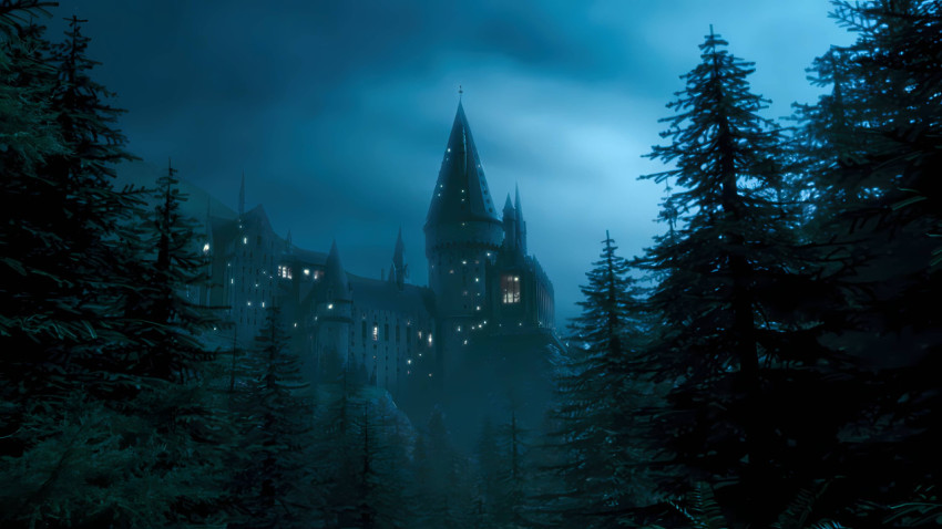 Hogwarts at Night Desktop Background