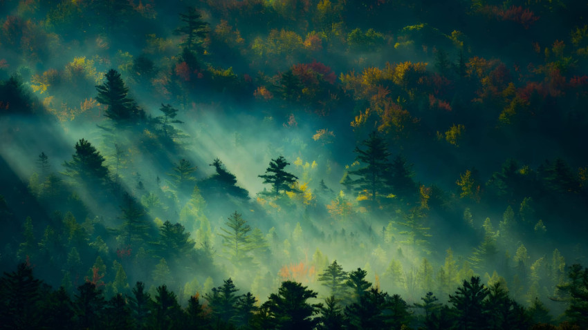 Peaceful Green Forest Desktop Ultra HD Wallpaper