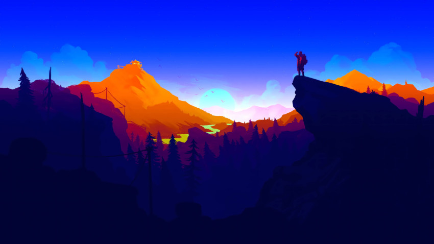 Calm Firewatch Wallpaper Featuring Sunrise View