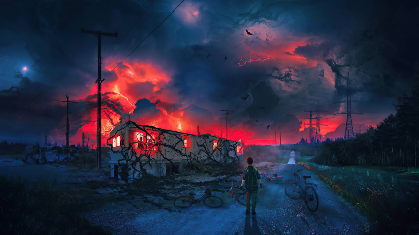Dark Stranger Things Fire Aesthetic Desktop Model Photo 4K