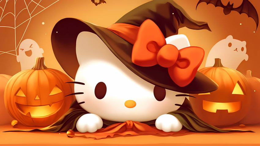 Cute Hello Kitty Picture for Desktop Halloween Background 4K
