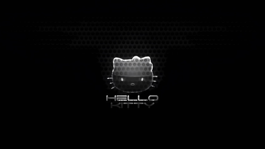 Vibrant Black Hello Kitty Wallpaper for Computer Screen 4K
