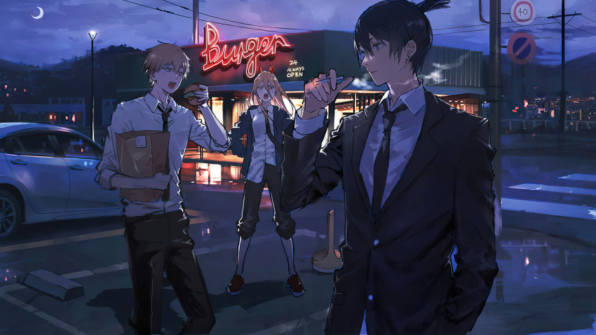 Denji Makima Himeno Real Chainsaw 4k Wallpaper Desktop