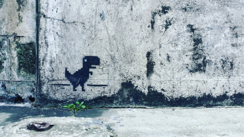 Street Art Dinosaur game Wallpaper 4K for Desktop