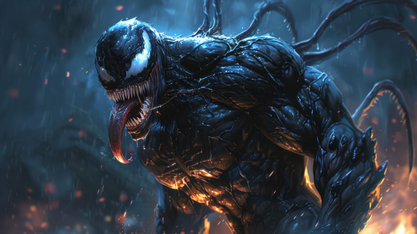 4K Venom Rain Wallpaper for Your Desktop