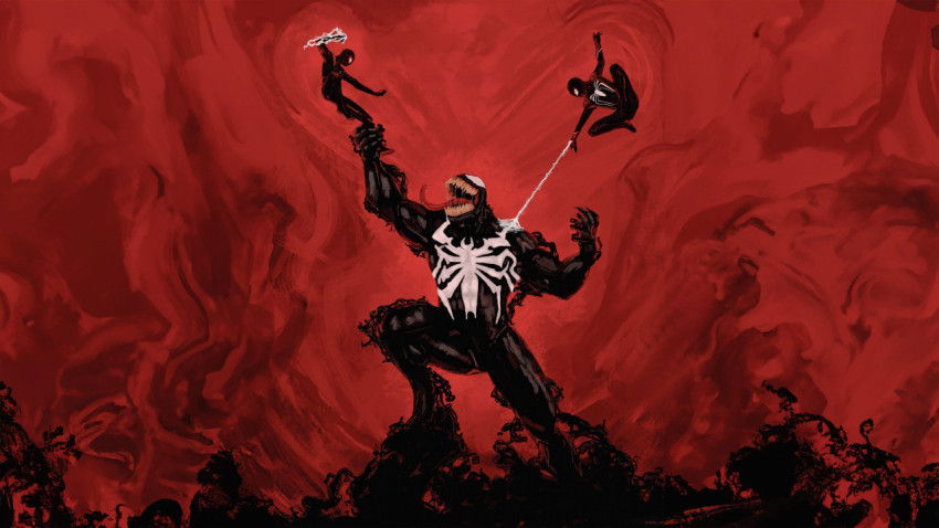 Venom Vs Trio Spider man 4K Wallpaper