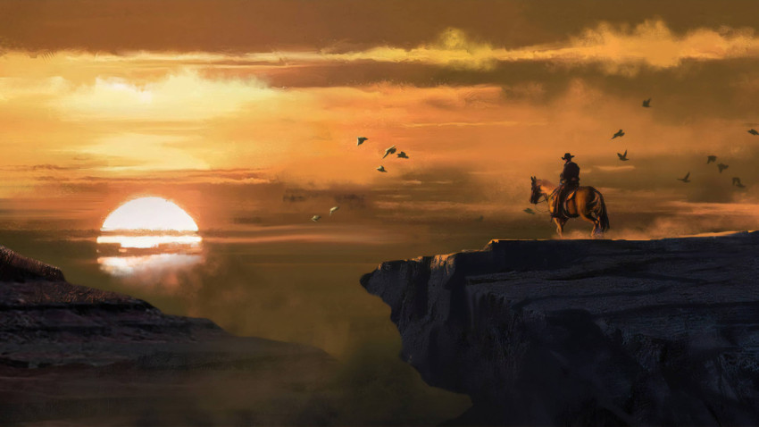 Cowboy Picture with Stunning sunrise View for Desktop