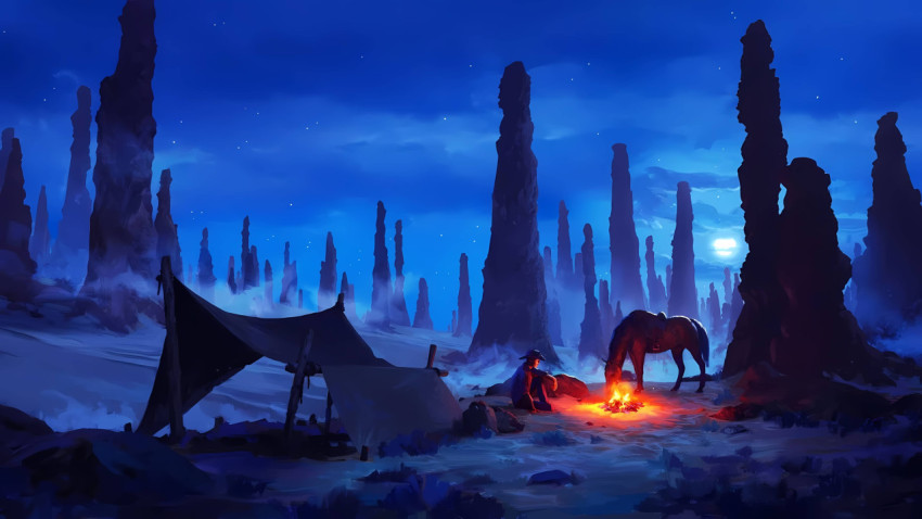 Blue Background Cowboy Wallpaper to Download Now for PC