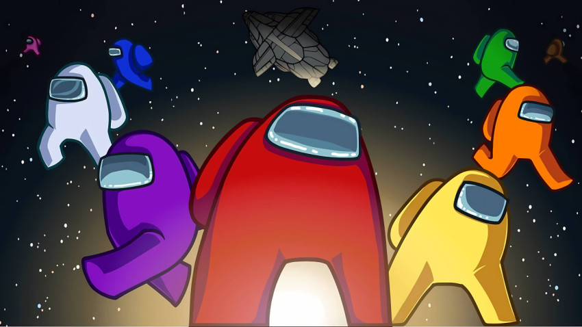 Among Us Space Theme Desktop Image