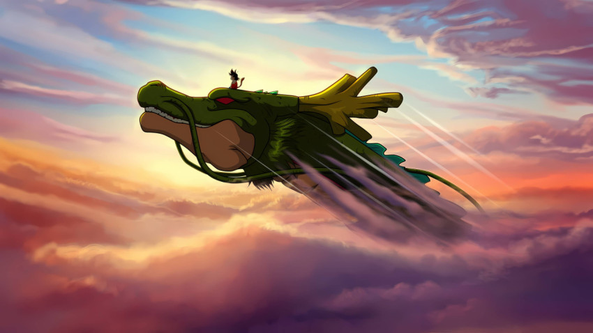 Goku x Dragon Desktop Wallpaper 4K