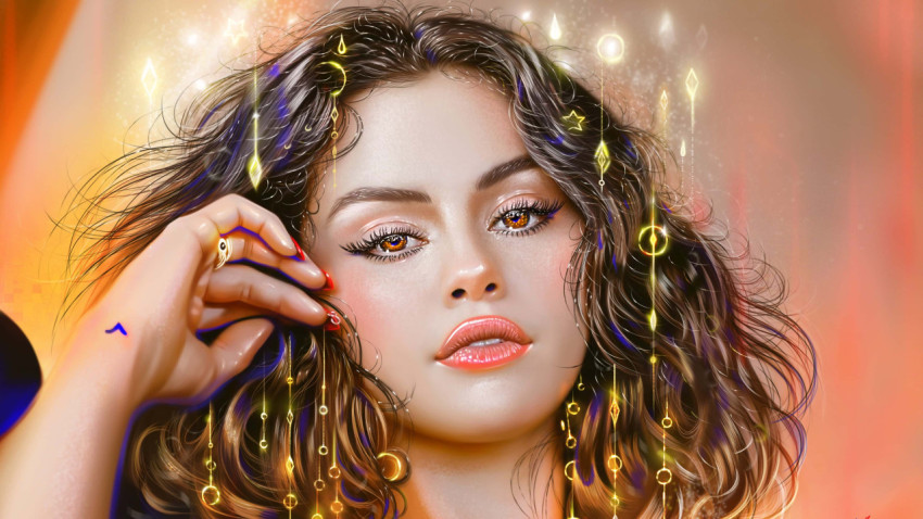 Selena Gomez Paint Colorful Desktop Wallpaper