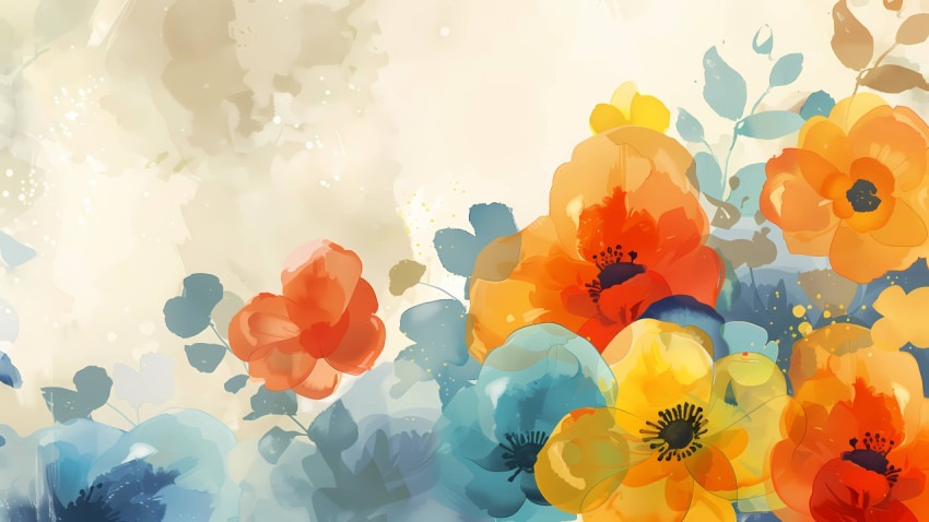 Artistic Flower Watercolor Desktop Background to Download