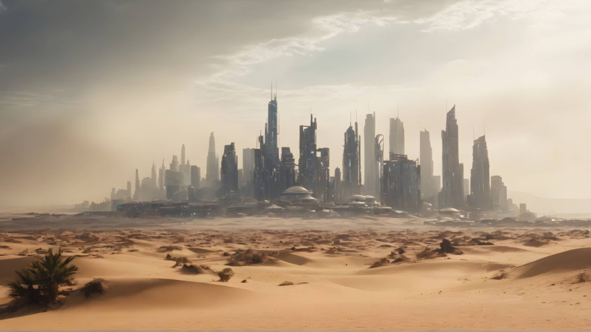 Smooth Desert Sand Dune City HD Desktop Image