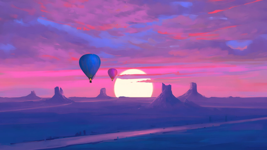 Quiet Desert Sunset and Mountain View 4K