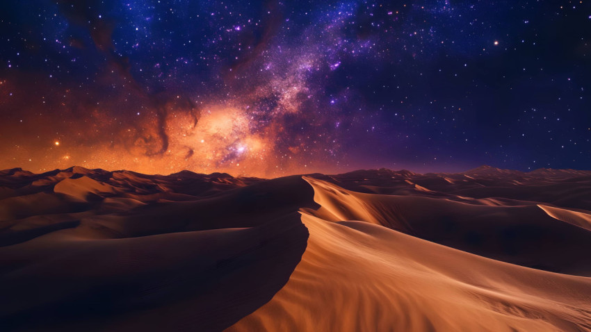 Colorful Night Desert Dune Landscape for Desktop Photo