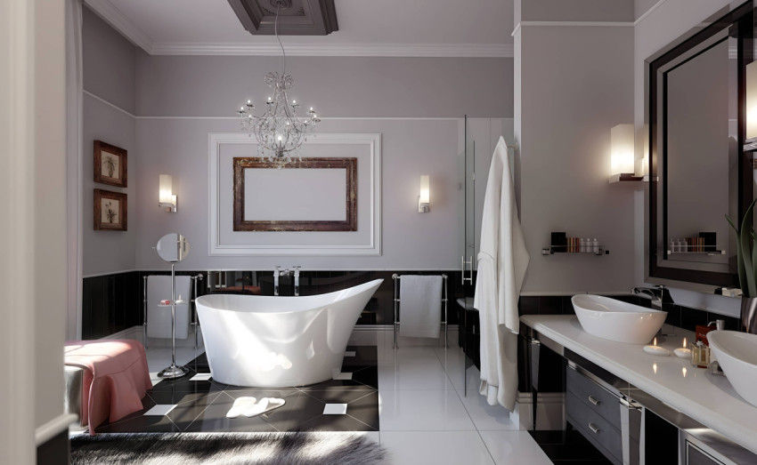 Sophisticated Bathroom Desktop Wallpaper for Monitors