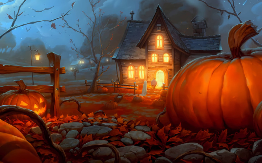 Spooky Pumpkin Aesthetic Desktop Wallpaper