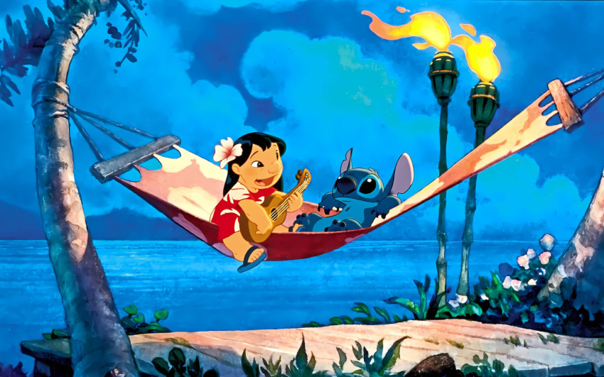 Awesome Lilo & Stitch Playing Ukulele Wallpaper to Download 4K