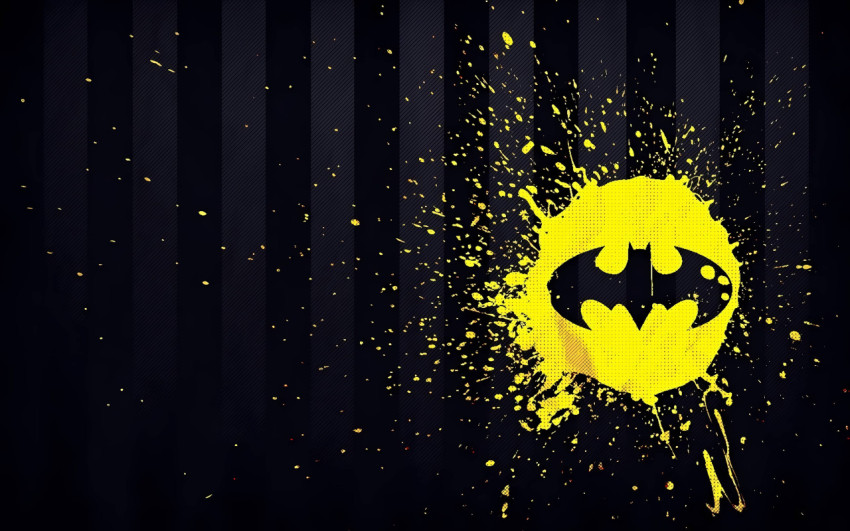 Batman Black Background Yellow Logo 4K
