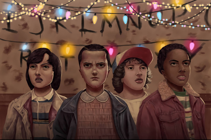 Stranger Things Squad Group Art 4K Desktop