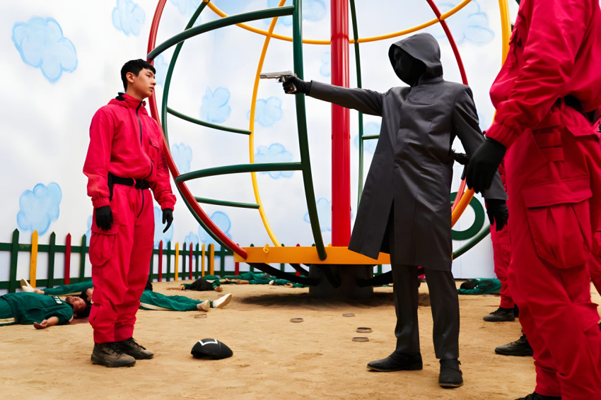 Squid Game Masked Guard Desktop Wallpaper