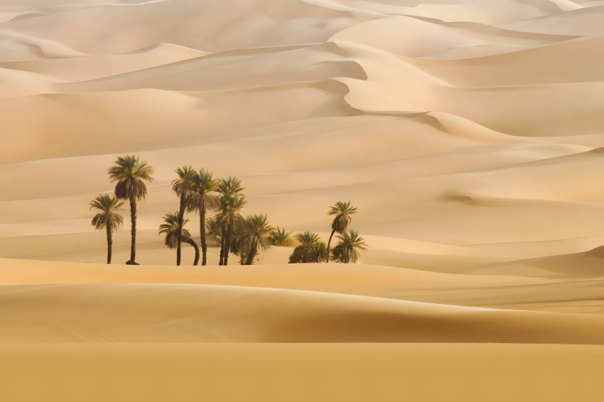 Cool Desert Oasis Landscape Wallpaper