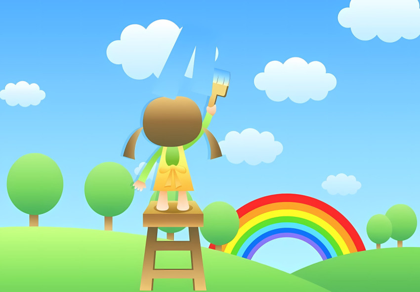 Bright Kids Desktop Wallpaper with Fun Character