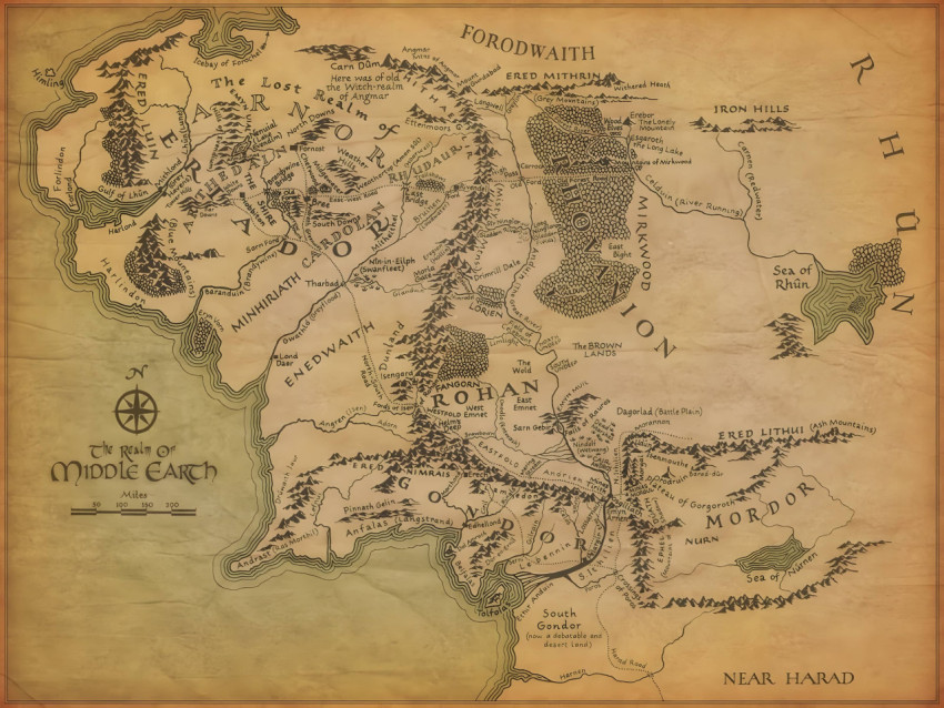 High Quality Lord of the Rings Map Desktop Photo