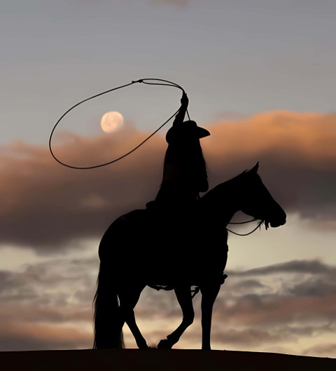 Cowboy in Dusty Trail Scene Image 4K