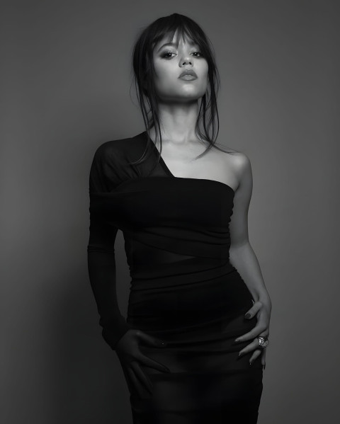 Jenna Ortega Black Dress Wallpaper