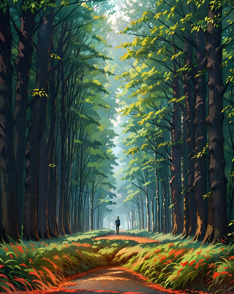 Majestic Jungle Scenery with Tall Trees