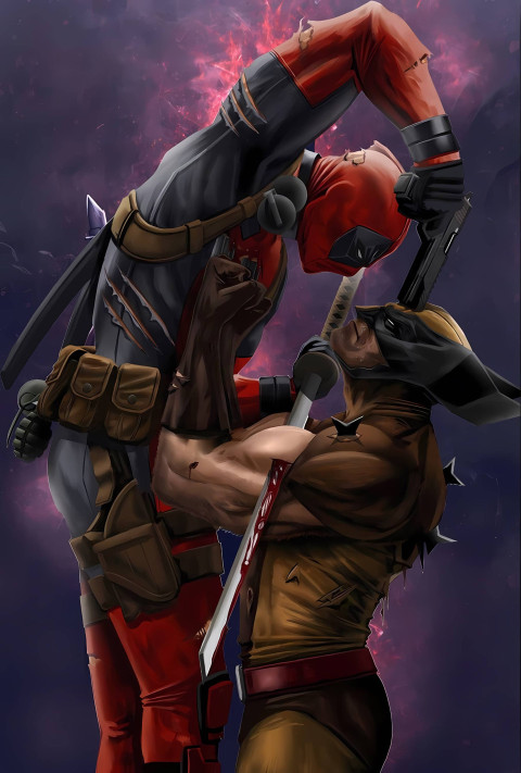 Deadpool vs Wolverine Mobile Wallpaper 4K